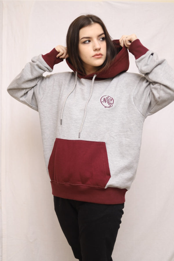 Grey & Maroon Hoodie