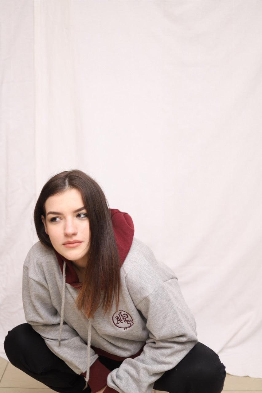 Grey & Maroon Hoodie